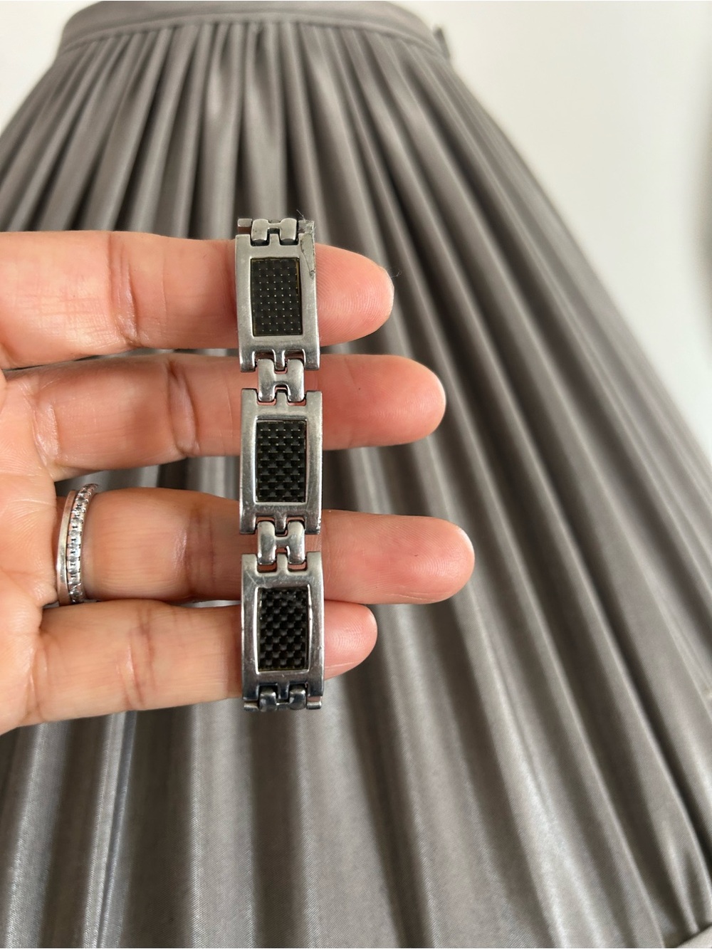 Black Bow Jewelry Co. Men's Silver Bracelet with Black Inlays